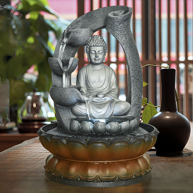 Bungalow Rose 11” H Zen Fountain With LED Light Valentinyii